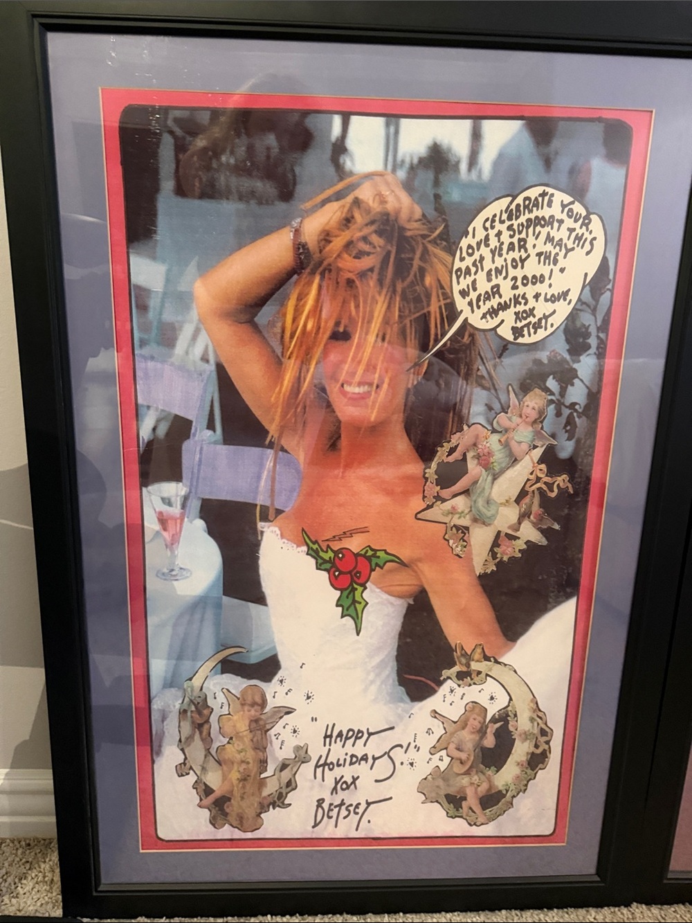Betsey Johnson Pink-Trim Holiday Collage Art Print